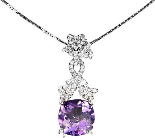Delicate Beautiful Necklace Natural Amethyst Zirconia 925