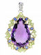 Spectacular Silver Pendant Natural 47ct Amethyst Olivine Kyanite