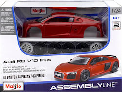 1/24 Audi R8 V10 Plus 2015 Red Metallic Easy Build Metal Kit