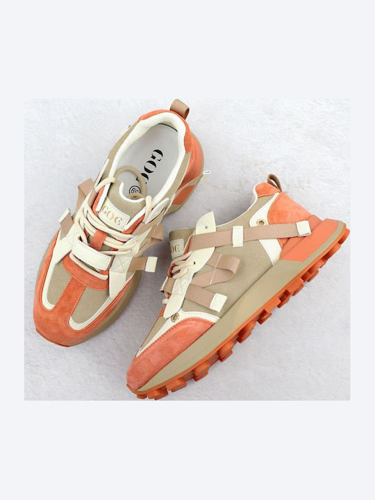 Goe Sneakers Beigen Und Orangen