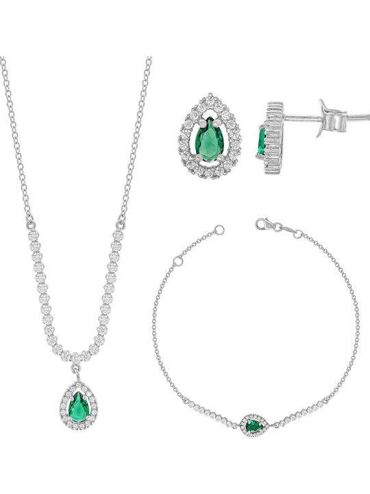 Kiriakos Gofas Σετ Κοσμημάτων από Λευκόχρυσο 14K