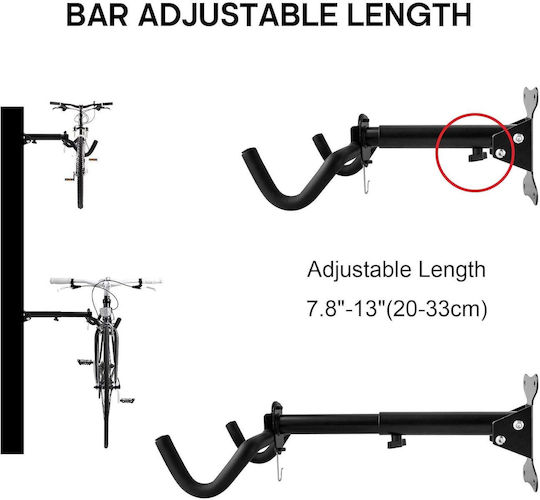 Bicycle Wall Mount Rack Adjustable Holder Set 2 Pieces