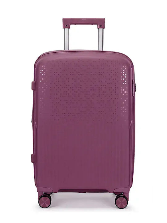 Amber Large Hard Travel Suitcase Purple with 4 Wheels Height 75cm