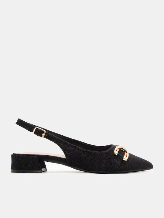 Luigi Pointed Toe Heels with Low Heel Black