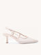Pantofi Cu Toc Bej Slingback Din Plasă Perforată
