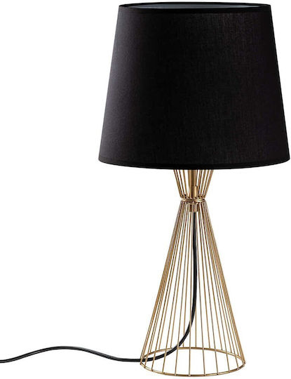 Opviq Telis Table Lamp for E27 Socket with Black Shade and Gold Base