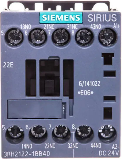Releu Auxiliar 2no 2nc Bobină 24v Dc S00 Conexiune Cu Șurub Sirius 3rh2122-1bb40
