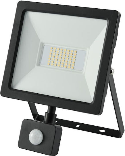 Germina Στεγανός Προβολέας LED 50W Φυσικό Λευκό 4000K με Αισθητήρα Κίνησης IP65