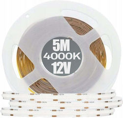Led Лента COB 12V 480LED/m 8mm 10W/m Без Гел Неутрално Бяло/5m