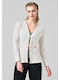 Damen Gestrickte Strickjacke Weiß