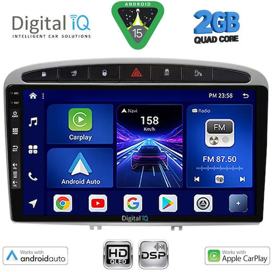 Digital IQ Ηχοσύστημα Αυτοκινήτου για Peugeot 308 / RCZ 2007-2012 (Bluetooth/USB/WiFi/GPS/Apple-Carplay/Android-Auto) με Οθόνη Αφής 9"