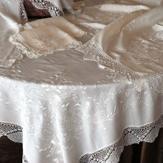 Măsuță În Carouri Mătăsoasă Set 5 Bucăți Albastre 125x125 cm
