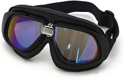 Bandit Riding Goggles Motorcycle Rider Mask Black Leather Iridescent Lenses Classic Goggles Bandit Riding Goggles Motorcycle Rider Mask Black Leather Iridescent Lenses Classic Goggles