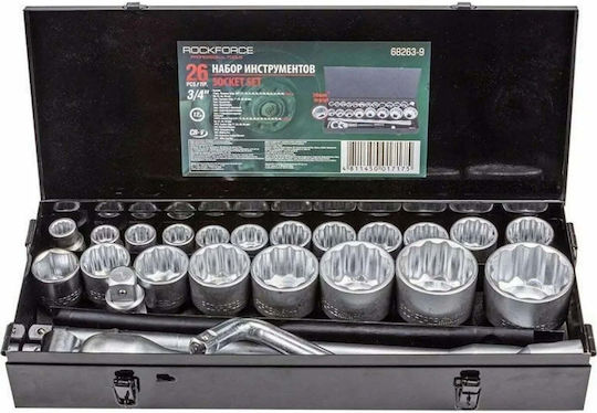 Rockforce Ratschen- und Steckschlüssel-Set 3/4" 26 Stück