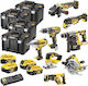DEWALT DCK865P4T Battery Tool Set Angle Grinder Circular Saw Drill Driver Impact Driver Hammer Multitool and Reciprocating Saw 18V with 4 Batteries 5Ah and Case
