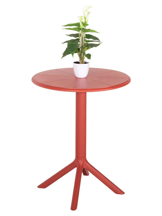 Garten- und Terrassentisch für kleine Räume aus Polypropylen Rot 61x61x77cm