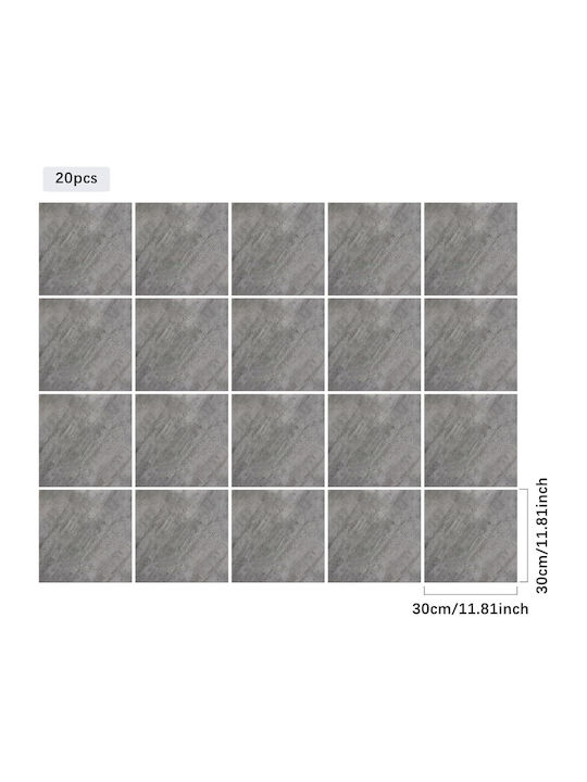 Self-adhesive Stickers Tiles 30x30 Cm 20 Pieces Gray Marble 1.8 M²