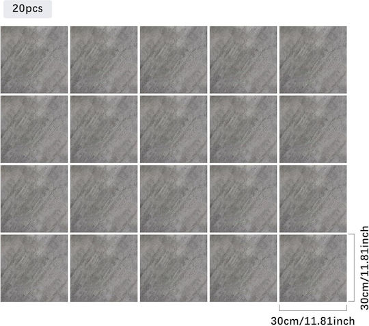 Self-adhesive Stickers Tiles 30x30 Cm 20 Pieces Gray Marble 1.8 M²