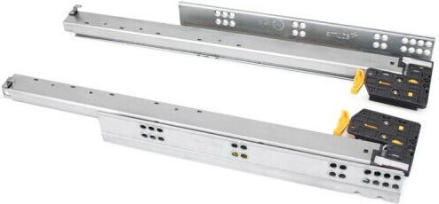 Οδηγος Κρυφος Συρταριου Emuca Silver Φρενο 100% Ανοιγμα Clips 590mm