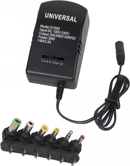 Tw668 Universal Charger Power Adapter Adjustable Voltage 3v-12v 3.1a 30w & 6 Different Plugs