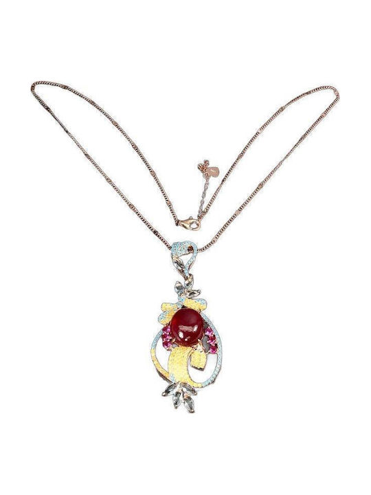 Silver Necklace Zircon Rubies 925 Natural 10