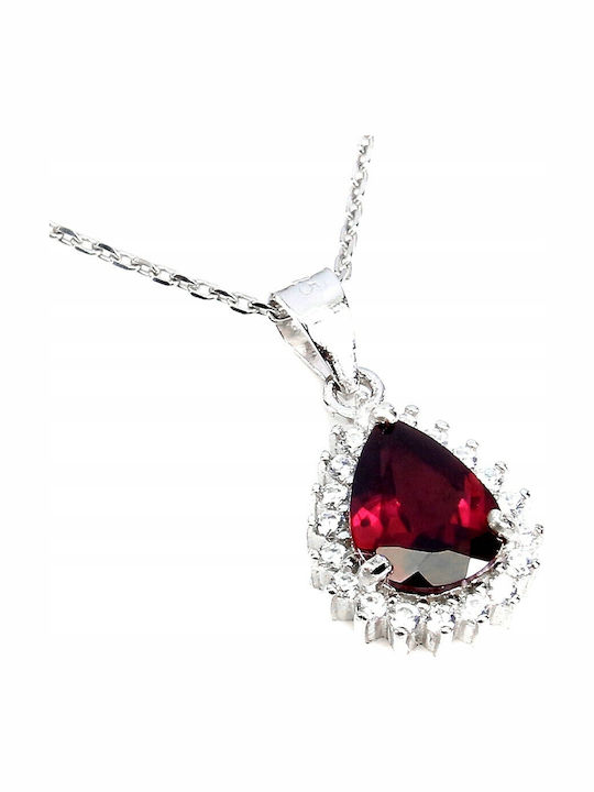 Delicate Natural Garnet Necklace 925 Zirconia Delicate Natural Garnet Necklace 925 Zirconia