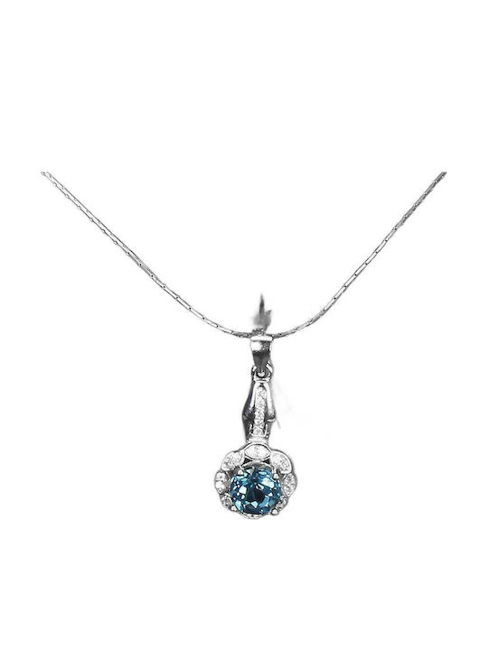 925 Silver Necklace London Blue Topaz Zirconia11