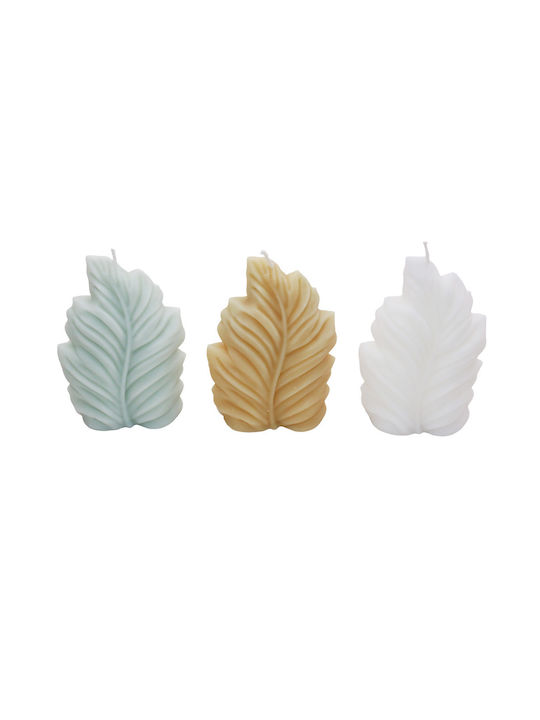 Decorative Plant-Based Aromatic Candle Leaf Shape Soy 14cm 17084 White