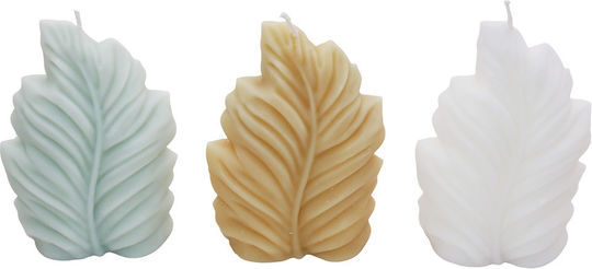 Dekoratives Pflanzen Aromatische Kerze Blattform Soja 14cm 17084 Weiß