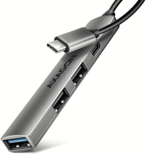 Axagon USB Хъб 12 Порта USB 2.0 с Връзка USB-A / USB-C Сив