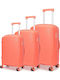 Amber Travel Suitcases Hard Peach Red with 4 Wheels Set of 3 Pieces
