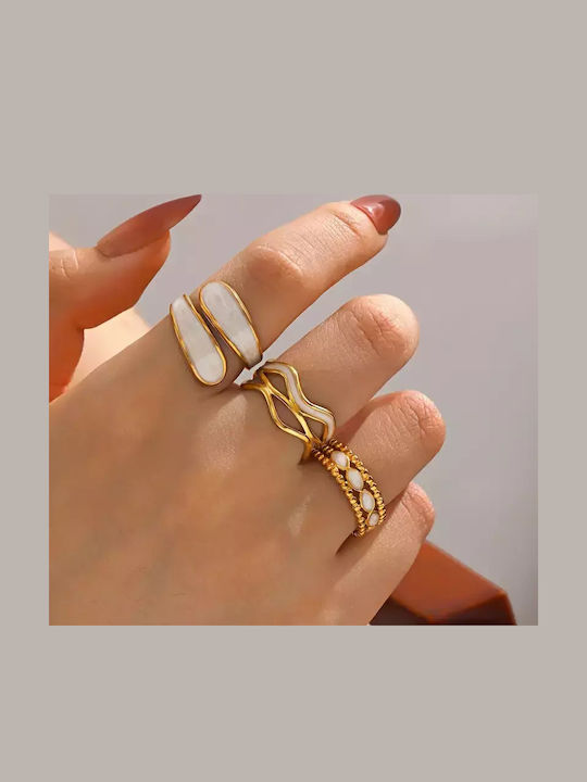 Set Women's Gold Plated Steel Rings