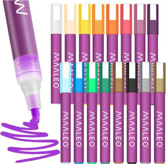 Maaleo Ακρυλικοί Μαρκαδόροι Γκρι 4mm Σετ 16τμχ
