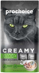 Λιχουδιά Γάτας Prochoice Creamy Snack Κοτόπουλο & Κατσικίσιο Γάλα & Όστρακα 60gr 4x15g