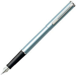 Sheaffer Brushed Chrome Fountain Pen Medium Silver with White Ink