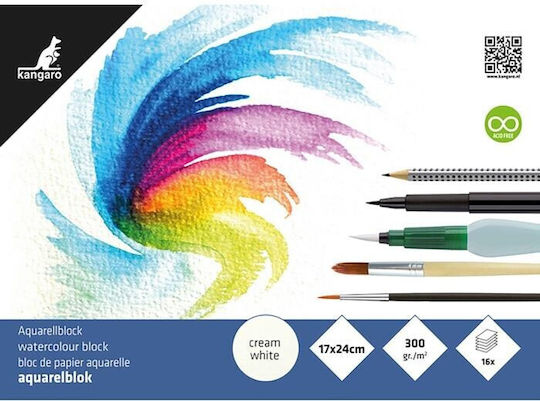 Watercolour Pad 17 X 24cm 300gr 16 Sheets Kangaro