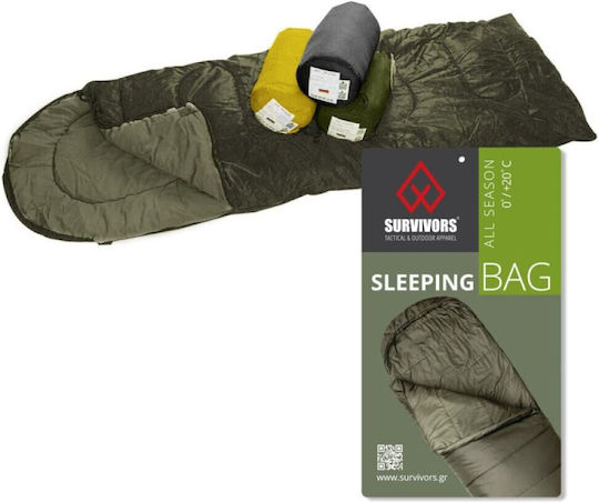Survivors Sleeping Bag Διπλό 3 Εποχών 0/+20 Λαδί