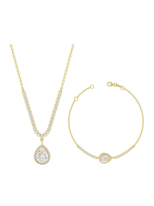 Kiriakos Gofas Set with Necklace & Bracelet with Stones