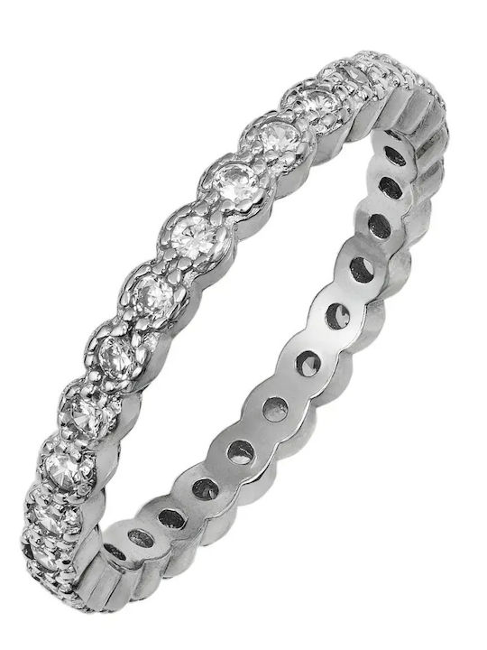 Women's Eternity Band Ring with Zircon Made of Silver