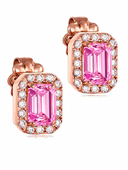 Ioannis Kosmima Ohrringe Stecknadelverschluss aus Rosa Gold 14K mit Steinen Rosa