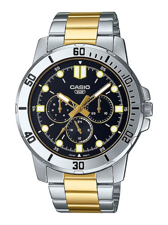 Casio Ανδρικό Ρολόι 45mm Μπαταρίας με Ασημί Μετ...