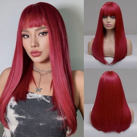 Animis Beauty Perucă Cu Păr Sintetic În Roșu Întunecat 50cm