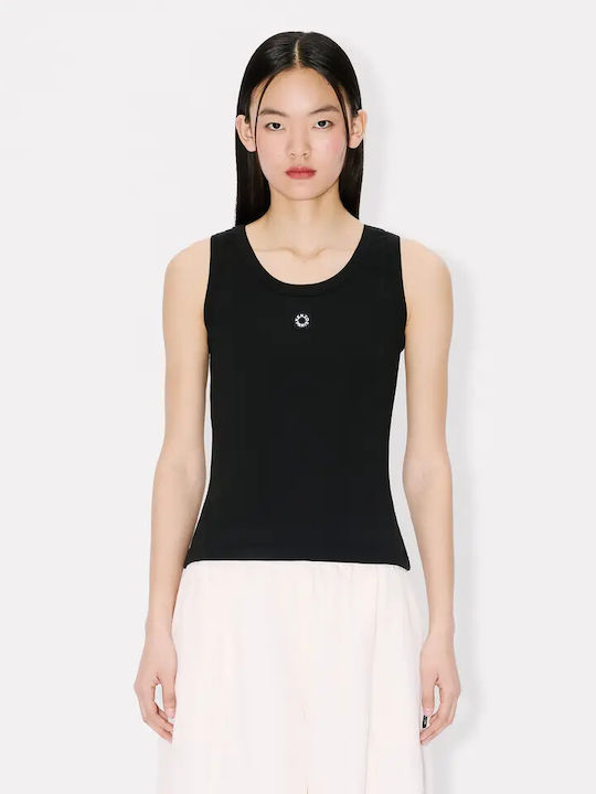 Boke Flower 2.0 Women's Blouse Cotton Sleeveless Floral Black