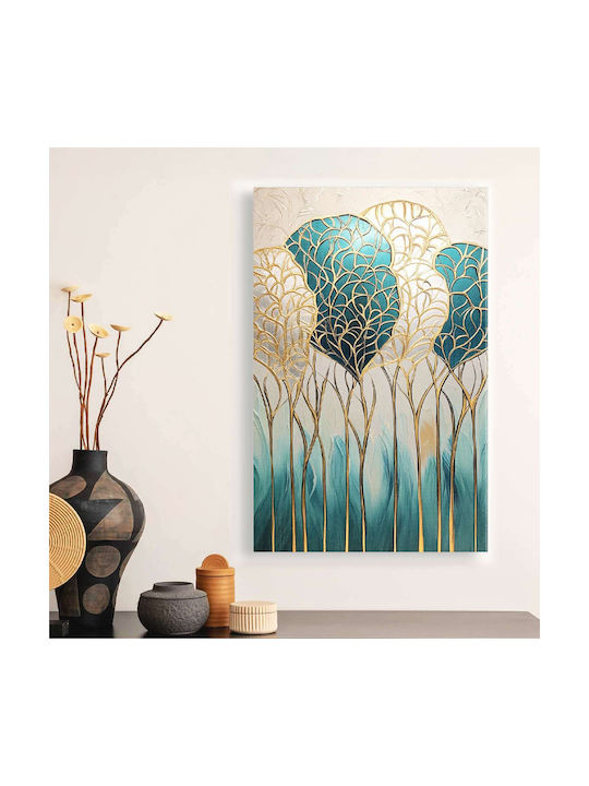Megapap Golden Leaves Πίνακας σε Καμβά 70x100cm