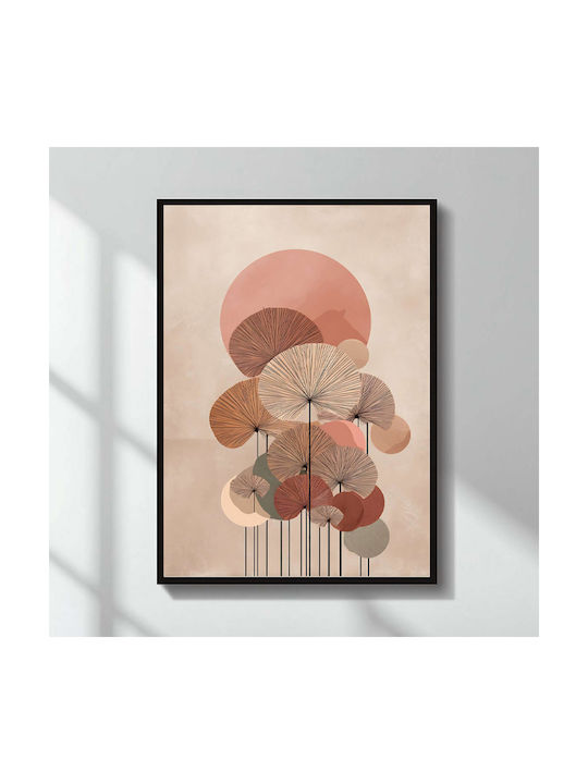 Megapap Pink Leaves Wooden Painting 50x70cm
