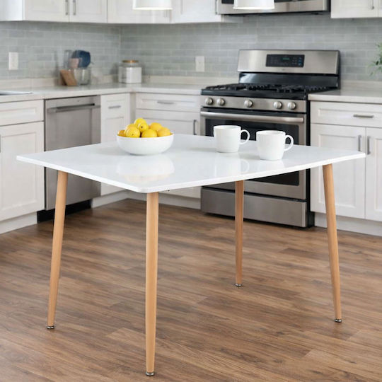 Essential Metal Kitchen Table White 120x80x75cm