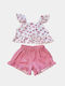 Kids Set with Shorts Summer 2 Pieces Pink G127-1