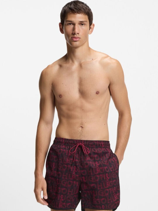 Boss Men's Swimwear Shorts Black with Burgundy
