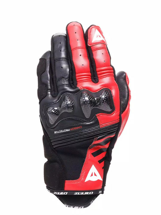 Dainese Reacto Carbon Short Καλοκαιρινά Ανδρικά Γάντια Μηχανής Δερμάτινα Black / Red-Lava