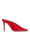 Leather Mules with High Heel in Red Colour